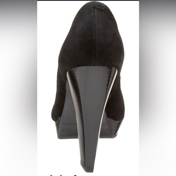 NWOT Chinese Laundry Black Suede Keep Up Platform Chunky Heel Pumps size 7.5. - Picture 2 of 8